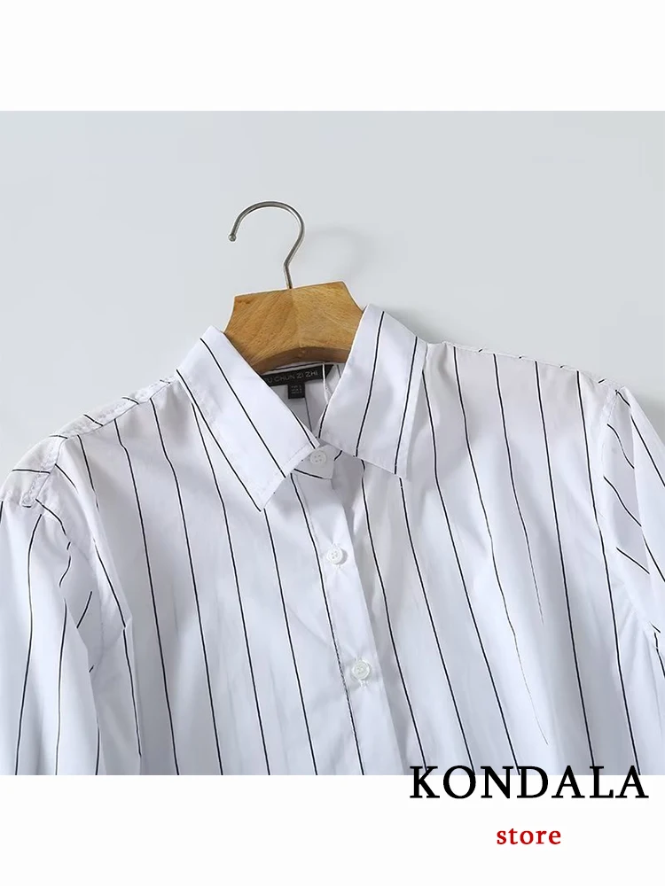 KONDALA НОВЫЕ шикарные повседневные полосатые женские рубашки Мода 2023 осень