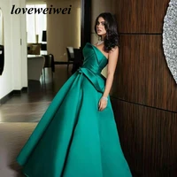 a line long satin green evening dresses with pockets floor length corset back pleated abendkleider formal party gowns for women