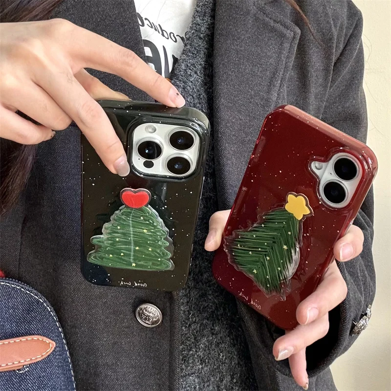 Милый Рождественский чехол-подставка для телефона iPhone 16 Pro 14 13 15 Max задняя крышка