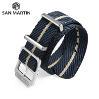 san martin woven nato nylon strap retro watchband 20mm military paratrooper watch band with pin buckle correa reloj bd0006