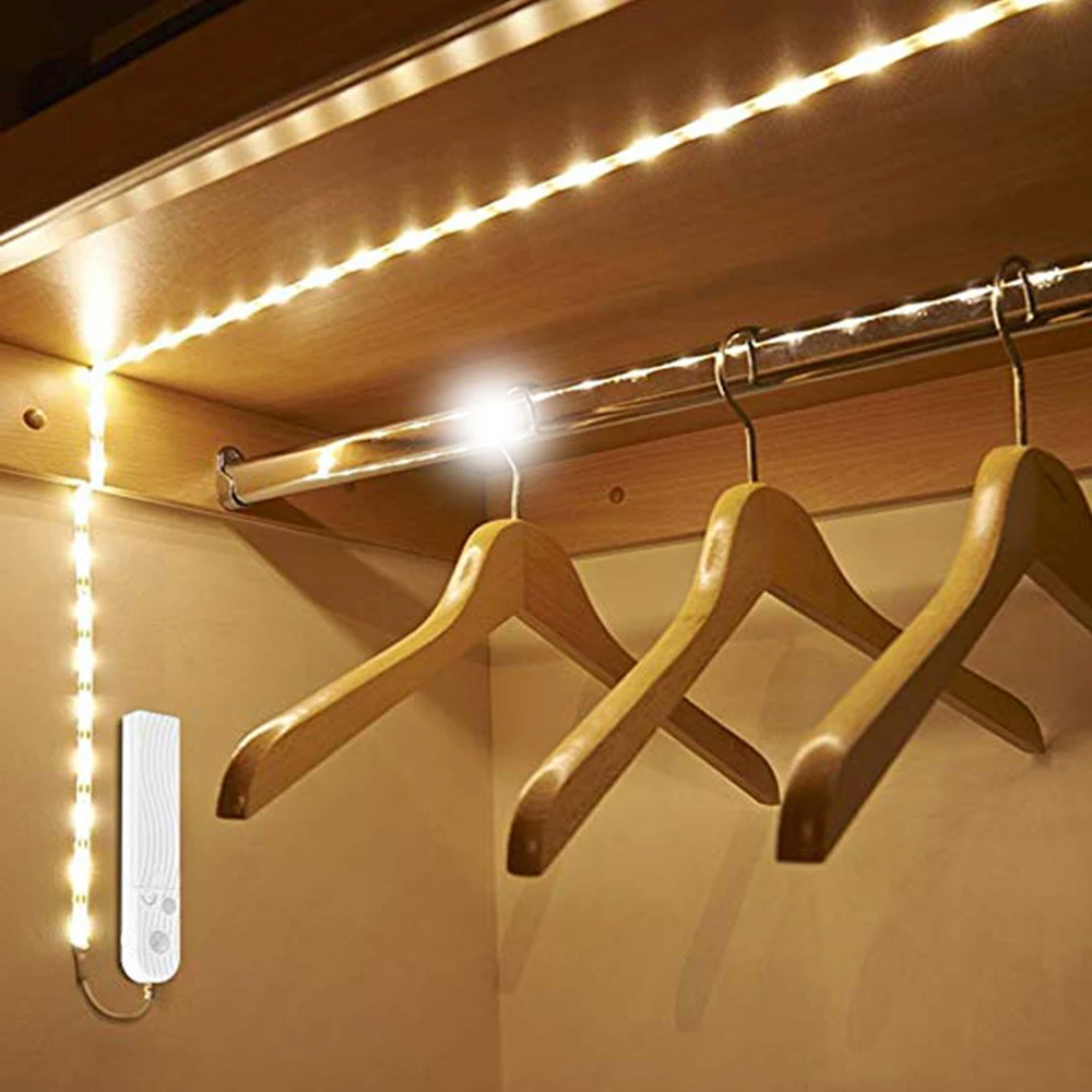 Under Cabinet Lighting Motion Sensor LED Closet Night Strip Light Bed Stairs Wardrobe Lamp Tape Waterproof for Home Bedroom