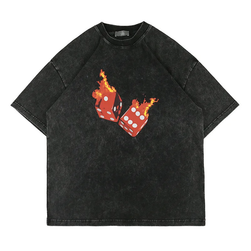 

Dice Men's Cotton T-shirt Printed Retro Harajuku Women's Cool Stuff Hip Hop Oversized Streetwear Clothing Vintage Trendyol Tops