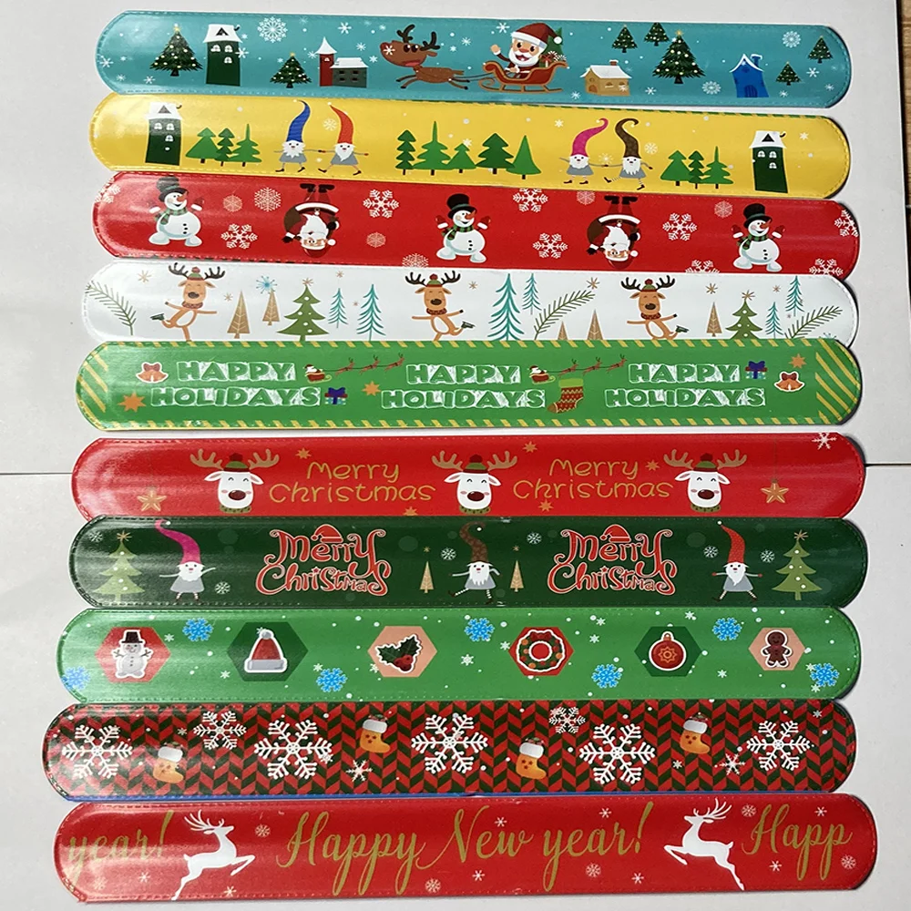

8Pcs Merry Christmas Pat Circle Bracelet Santa Claus Snowflake Elk Snowman Decor Wrist Christmas Decor For Home Xmas Ornaments
