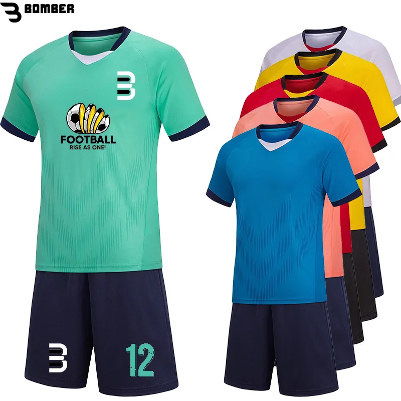 

DIY Custom Breathable Short Sleeve Soccer Jersey Set for Kids Men Quick Drying Club College Team Football Uniform Training Wear