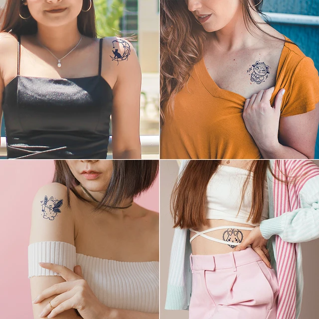Semi-Permanent Temporary Tattoos Small Hand Finger Wrist Body Art Painting Women Beauty Fake Tattoo Stickers Long Lasting Cute 6