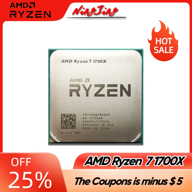 

AMD Ryzen 7 1700X R7 1700X 3,4 ГГц игровой процессор Zen 0,014 Восьмиядерный процессор YD170XBCM88AE разъем AM4