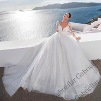 gabriellar puffy bling wedding dress princess backless exquisite appliques fullsleeve mopping gown vestido de novia 2022 women