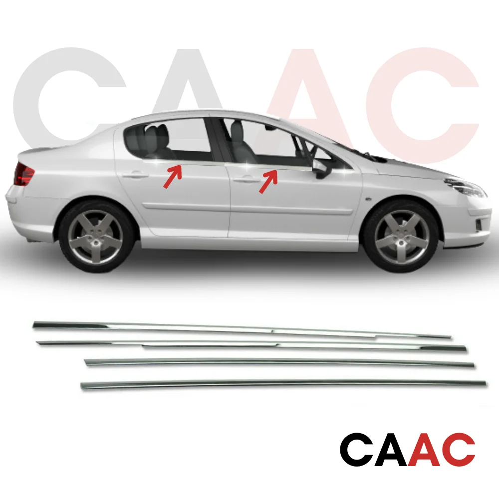 FOR PEUGEOT 407 SD/SW 2004-2010 GLASS ÇITASI 4 PIECE CHROME THRESHOLD PLATED COVER TRIM STAINLESS STEEL