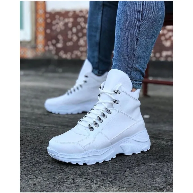 Enforsen Белые длинные ботинки на шнуровке WG07 Enforsen Белые длинные ботинки на шнуровке WG07