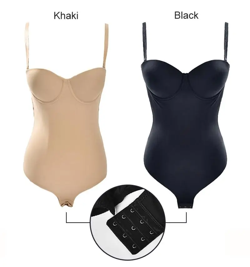 Burvogue S-3XL Sexy Backless Body Shaper Push Up Thong Bodysuit Shapewear Tummy Control Underwear Slimming Bodysuits with Bra