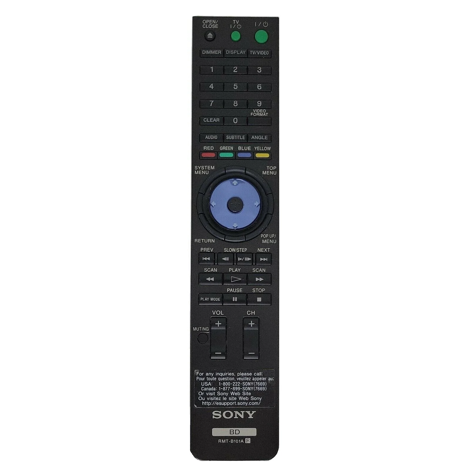 Пульт дистанционного управления для SONY RMT-B101A (B101P, B100P) BD PLAYER оригинал