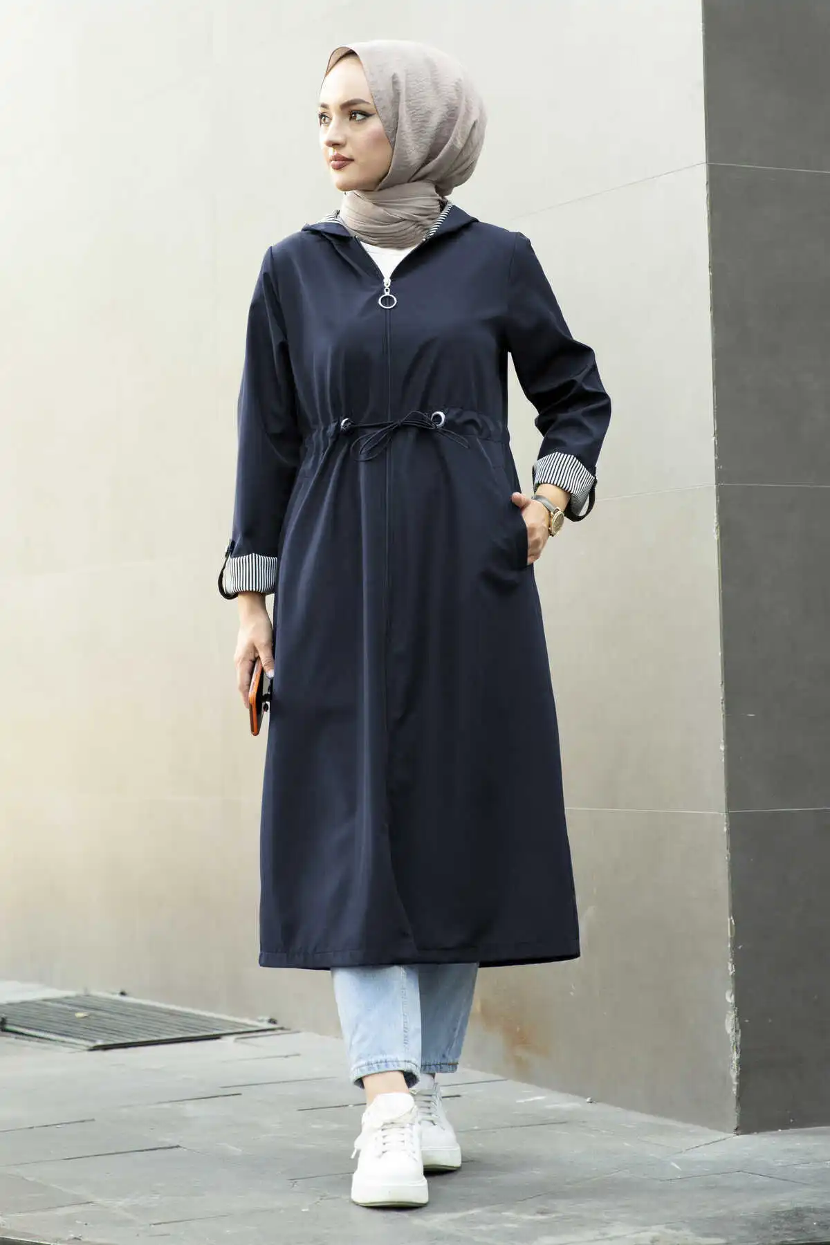 Belt Detailed Buttoned Hijab Trench Coat Jacket Turkey Muslim Fashion Islam Clothing Dubai Istanbul Istanbulstyles Winter 2022