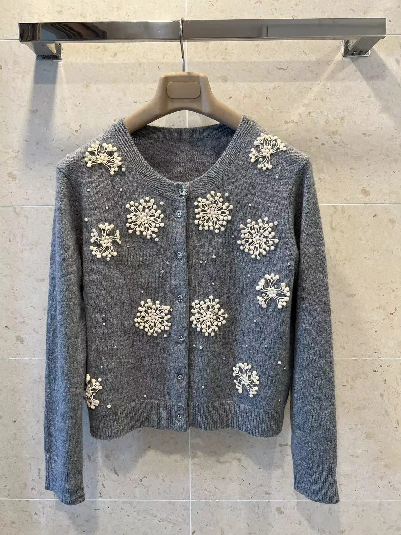 Осень-зима E * R новая мода кашемировый вязаный кардиган ручной работы с круглым