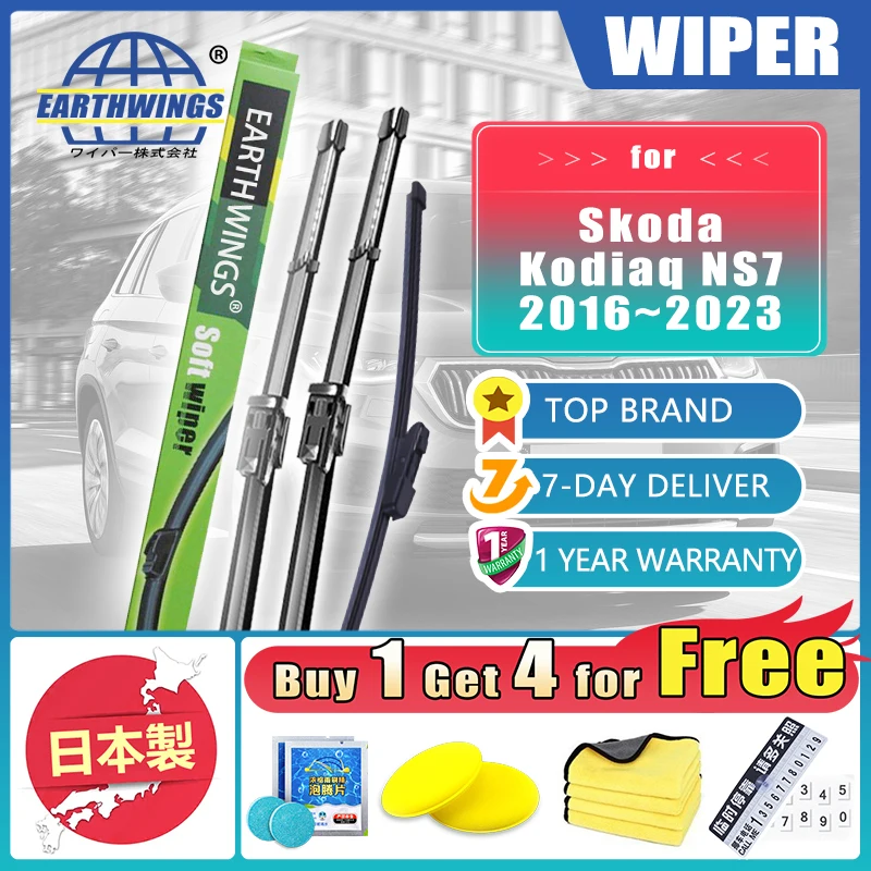 

Car Front Rear Wipers for Skoda Kodiaq NS7 2016~2023 Accessories Blades Brushes Set Kit Windscreen 2022 2021 2020 2019 2018 2017