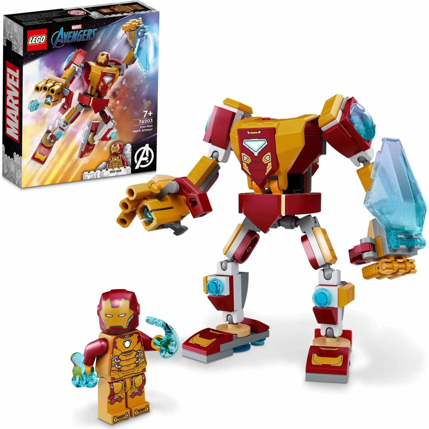 

LEGO 76203 Marvel Iron Man Mech Armour Set, Collectible Action Figure, Avengers Building Toy for Kids with Minifigure