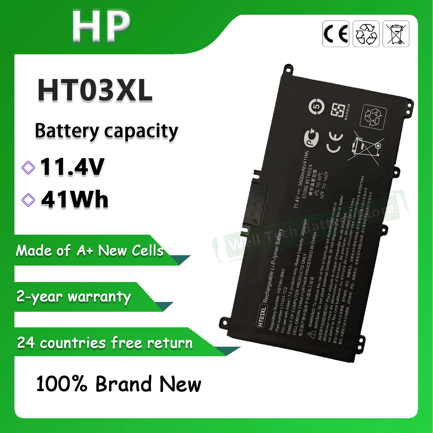 Новый аккумулятор для ноутбука HP 11 4 G7 250 255 15-CS 17-BY в 41 Вт/ч HT03XL