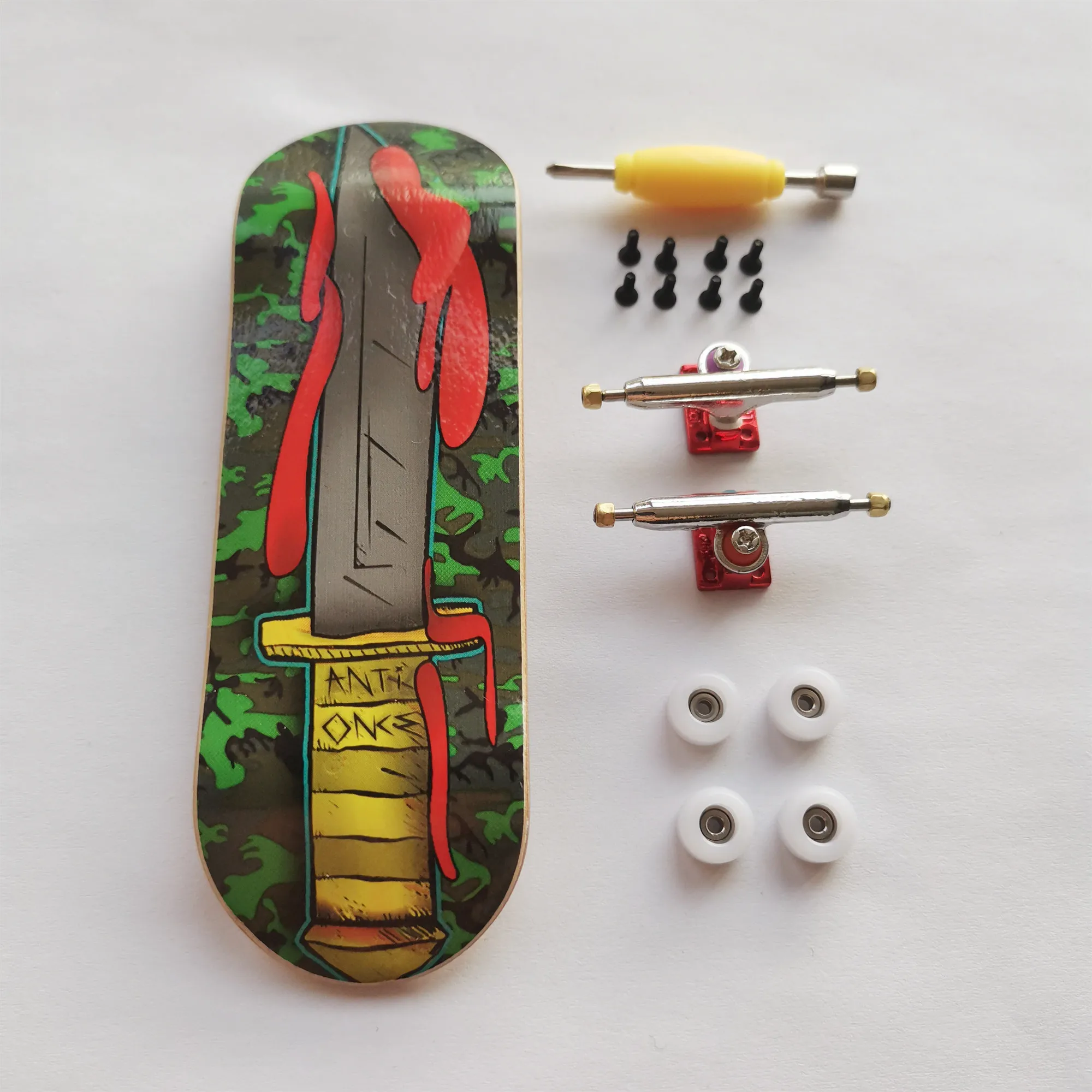 

32mm Fingerboard Set Real Wear Graphic with Professional Handmade Deck Finger Skate Board Truck Mini CNC Skateboard Wheels