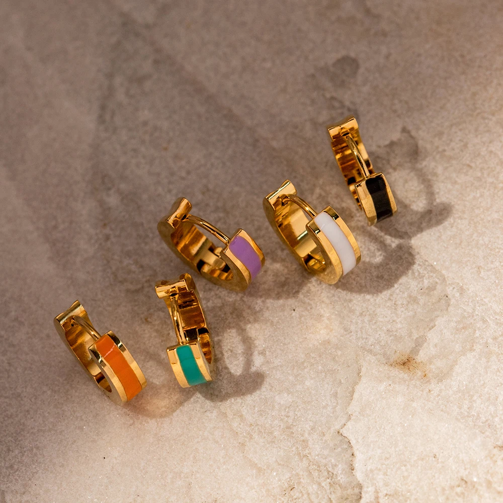 Женские серьги-гвоздики из нержавеющей стали с эмалью