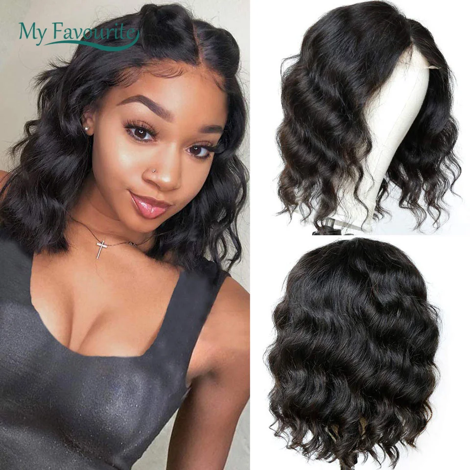 13x4 4x4 Body Wave Bob Wig Transparent HD Lace Frontal Brazilian Hair Wigs Pre Plucked With Baby Hair 16 Inch Short Bob Wig