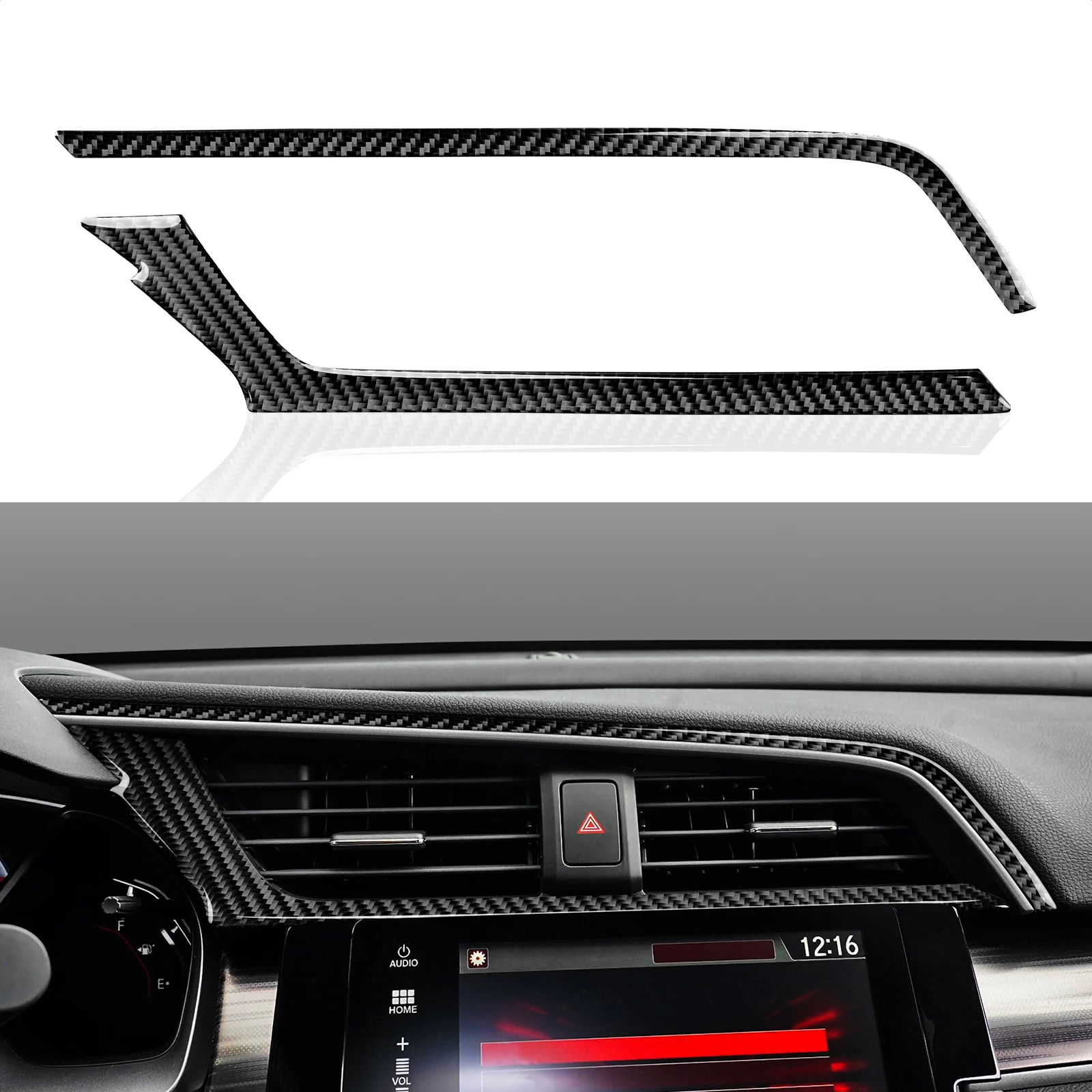 

Carbon Fiber Sticker Car Center Console AC Vent Decal for Honda 10th Gen Civic 2021 2020 2019 2018 2017 2016 interior Accessorie