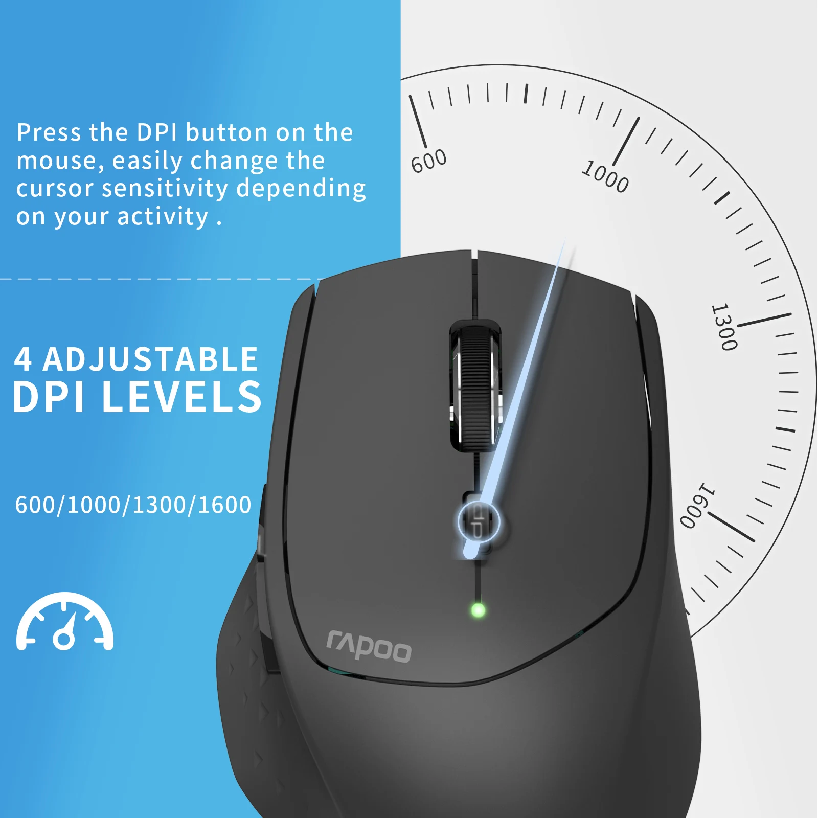 Rapoo MT550 Multi-Mode Wireless Mouse Ergonomic Buetooth 1600 DPI Optical Mice for computer PC Laptop Support 4 Devices | Компьютеры и