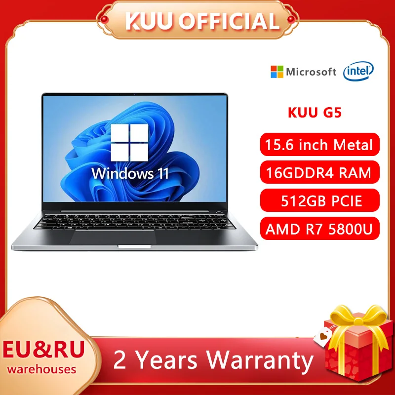 

KUU 15.6 Inch FHD Screen AMD Ryzen 7 5800U Metal Shell 16GB DDR4 512GB PCIE SSD Fingerprint Windows 11 for Computer Programming