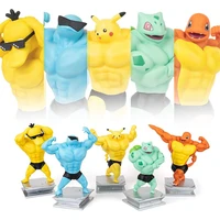 pokemon anime figure muscle pikachu squirtle psyduck gengar kawaii figurine toys for children gift collection statue ornament