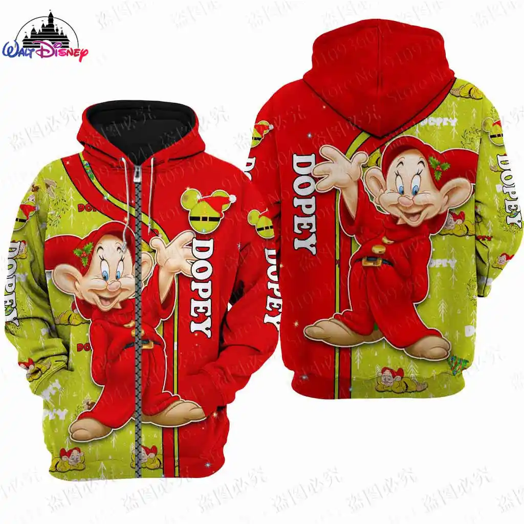 Seven Dwarfs Dopey Christmas men women 3D Print High quality Fleece Zipper/ Hoodies parent-child clothing Pullover Tops