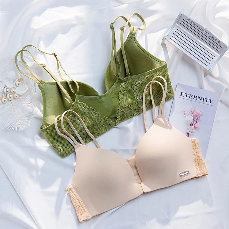 Bras For Women New Invisible Front Buckle Bras Womens Front Buckle Push Up Wireless Bra Lace Back Adjustable Push Up Bra