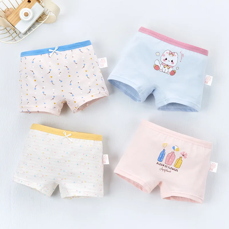 

4 Pcs/lot Young girls Panties Children Girls Underwear Kid Boxer Briefs Child Soft High Quality Soft Cotton Girls Panties