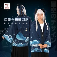 anime original design whale under starry sky haori cosplay costumes kimono summer daily wear tops chinese style disfraz hanfu