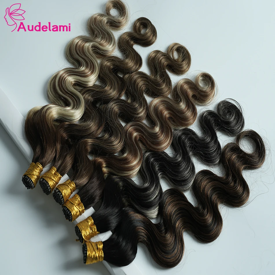 Audelami Body Wave I Tip Наращивание волос Натуральные человеческие волосы для женщин