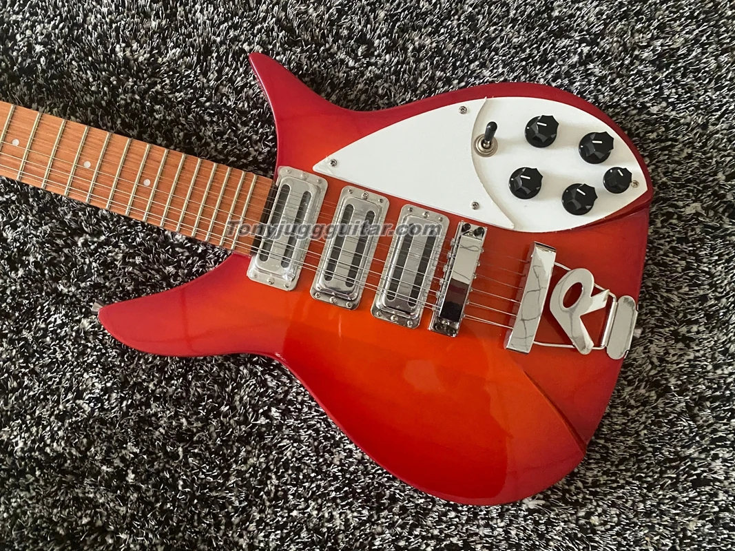

Custom shop Ric 325 Fire Glo Sunburst 12 струнная электрогитара, R bridge,3 пикапа, с инкрустацией в горошек