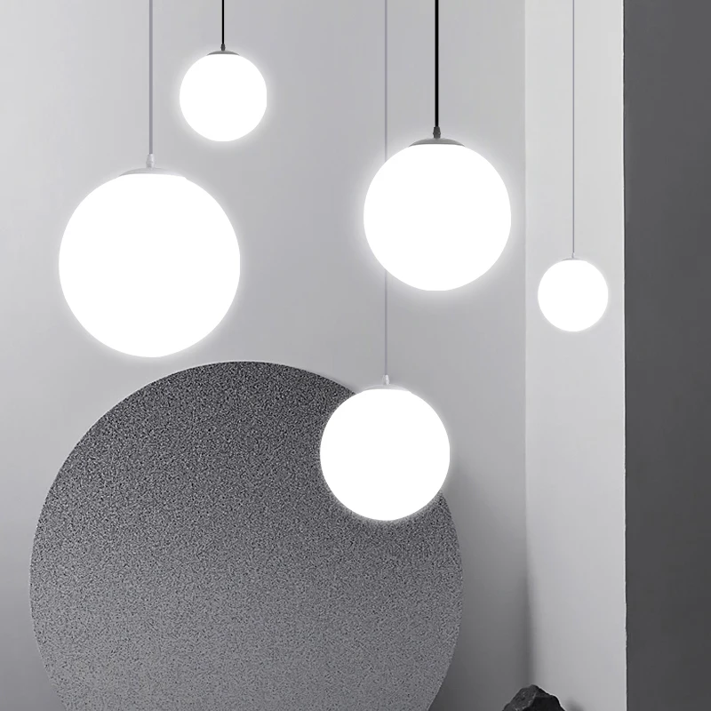 

Modern Pendant lights led round ball project light sales department restaurant bar creative white spherical decorative lighting