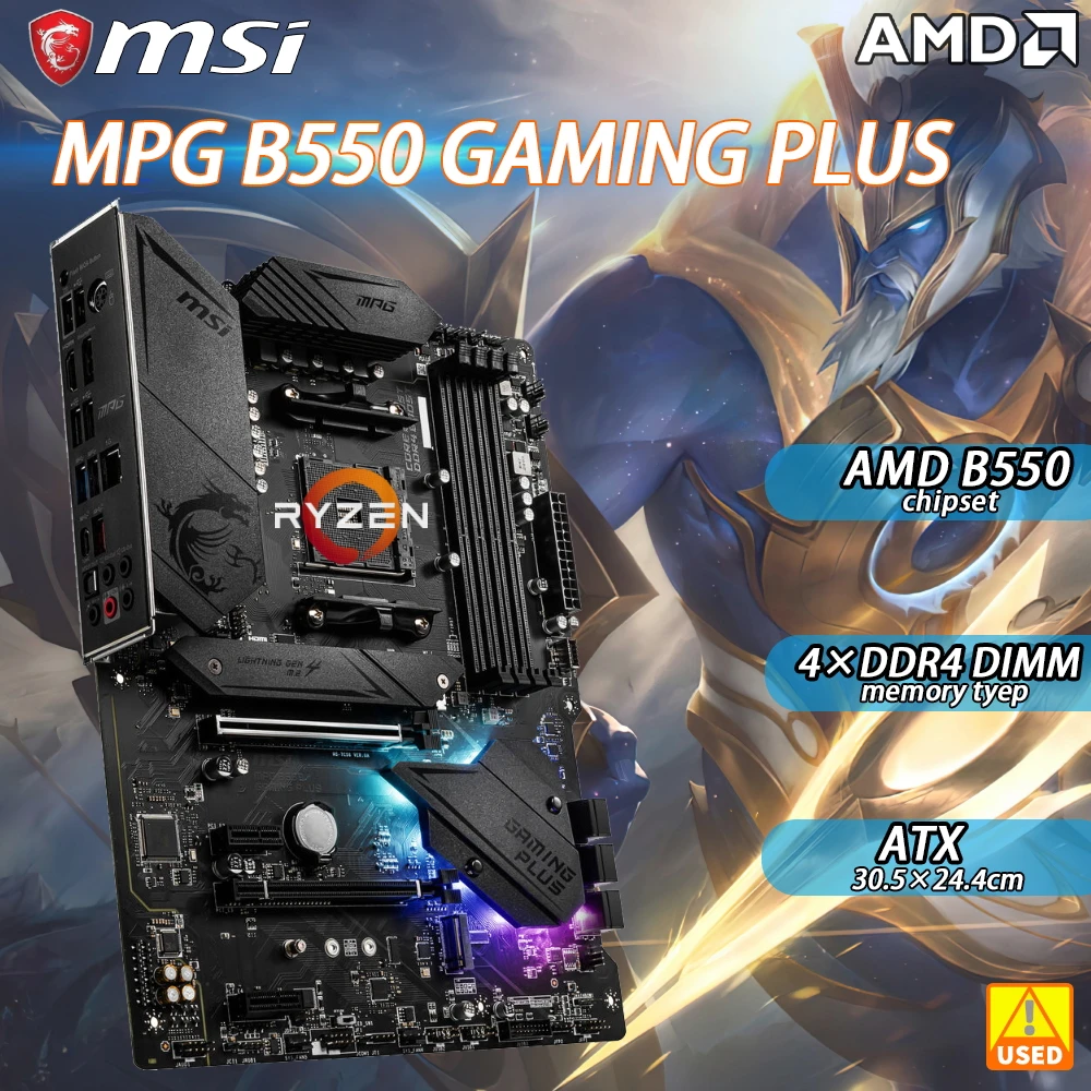 Материнская плата B550 для AM4 Ryzen MSI MPG B550 GAMING PLUS AMD B550 чипсет DDR4 128 ГБ PCI-E 4,0 2 × M.2 6 ×SATA III ATX Поддержка AMD 2