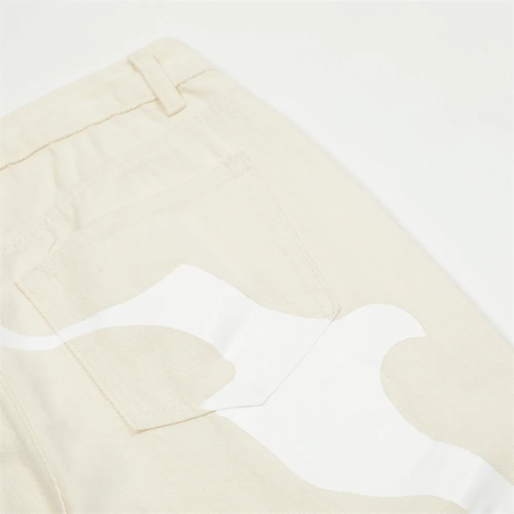 Hip Hop Streetwear for Men Fashion Trousers Letter Embroidery Print Denim Jeans Mens Casual Designer Wide Leg Pants джинсы