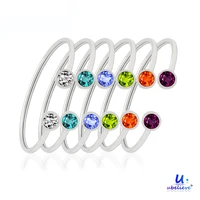 simple design 316l stainless steel 12 color birthstones bangle diamond charm bracelets for womengirls