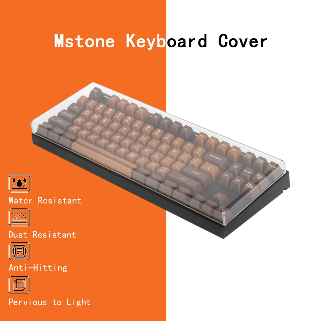 Mstone Clear Acrylic Mechanical Keyboard Cover with Cute Cat Pattern to Block Dust, Liquid, Falling Objects and Pet Scratches