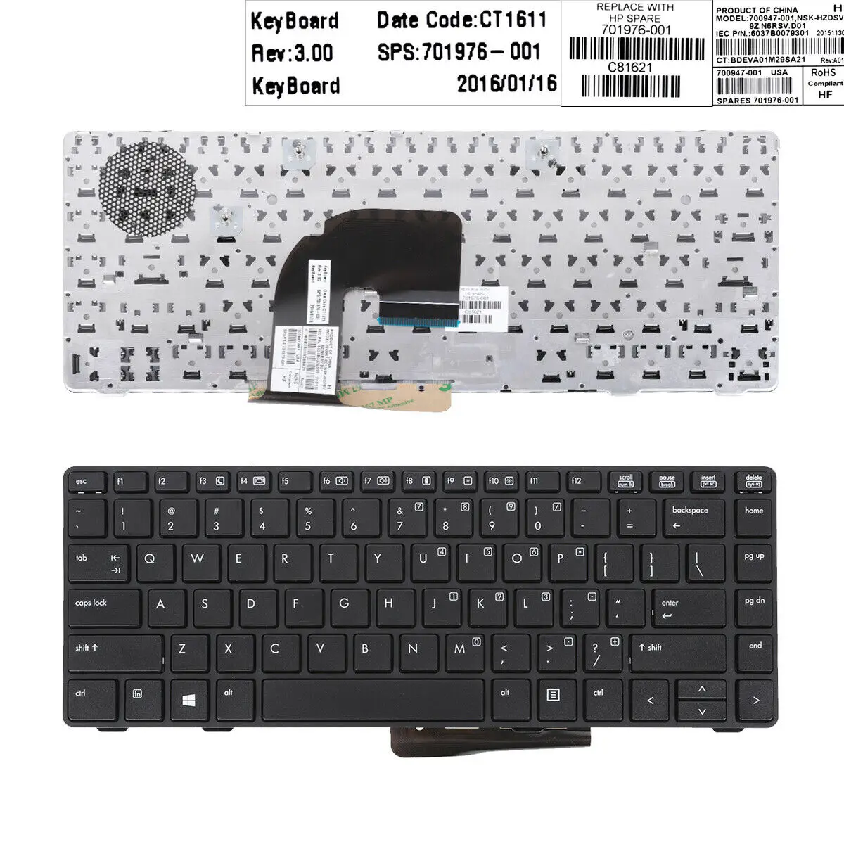 

New US Layout Keyboard For HP EliteBook 8460P Black Frame Black Without Piont Stick