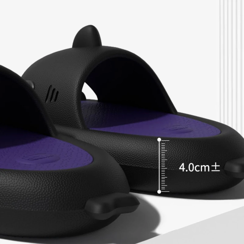 Shevalues Thick Bottom Shark Slippers Women Men Fashion Color Blocking Shark Slides Summer Outdoor Beach Shark Flip Flops Women