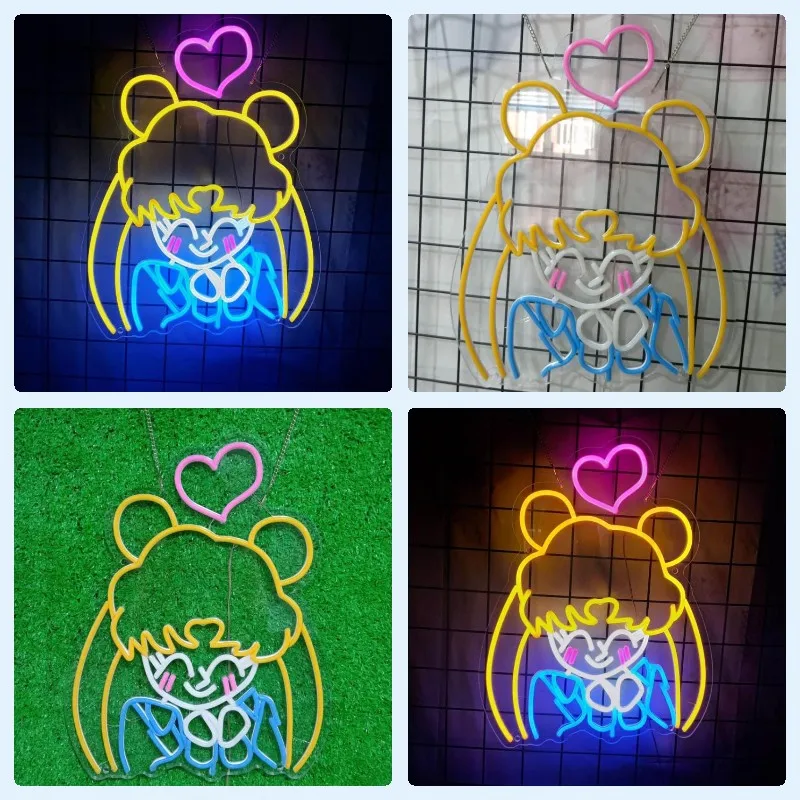 

Cute Sailor Moon LED Neon Sign Wall Decor Neon Lights Anime Neon Sign Decor Indoor Wall Hanging Girl Gift Birthday Kids Room