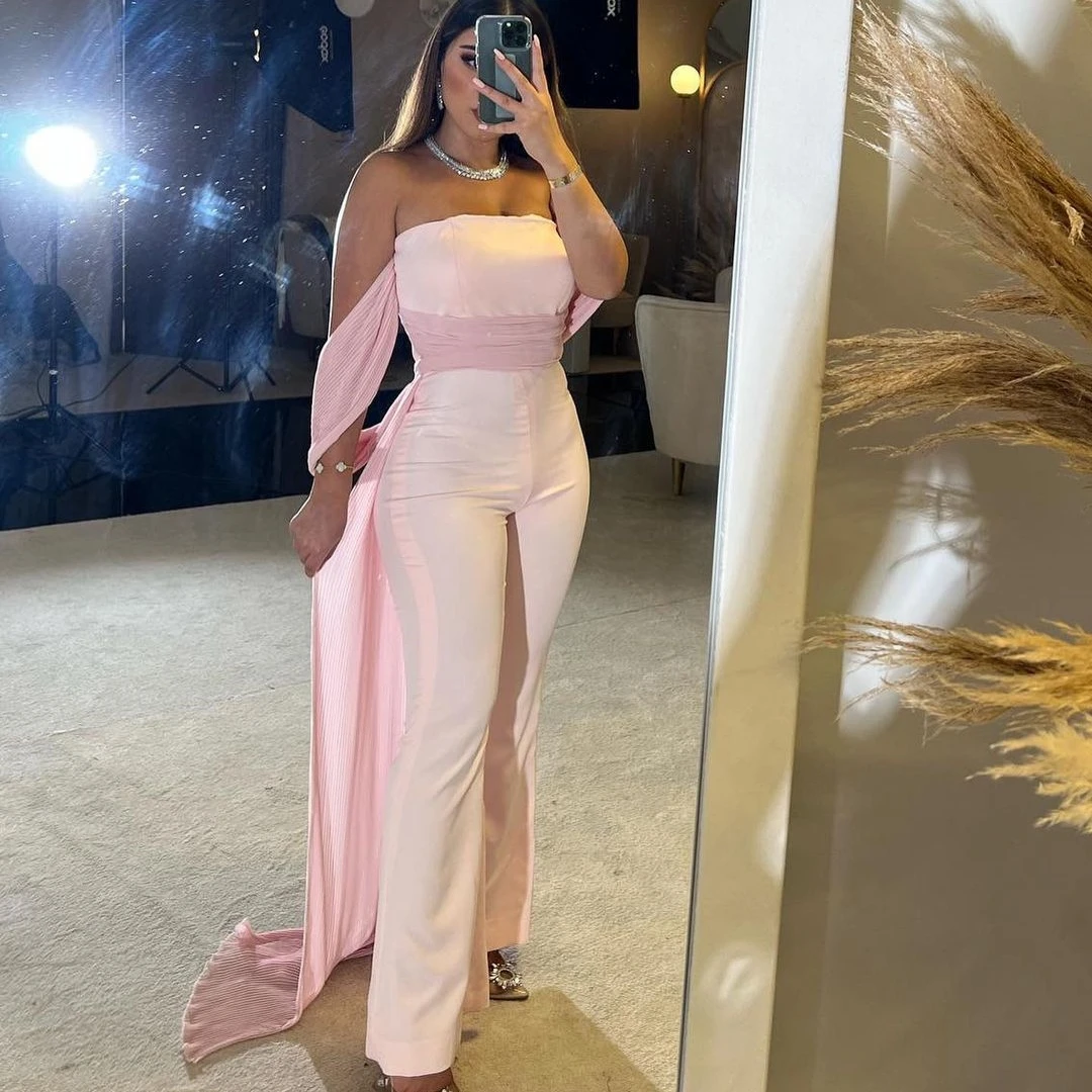 

Meetlove Sleeveless Prom Dresses Ankle-Length Stain Zipper Up Wedding Party Women Straight Pink Wrinkle Grace 2023