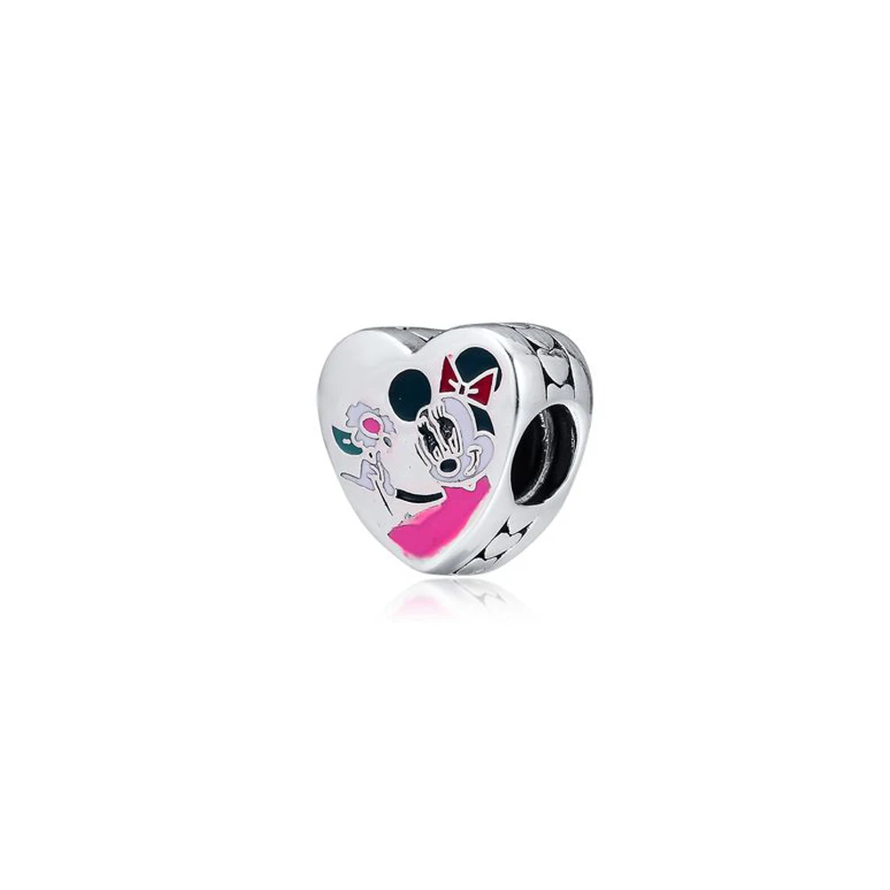 Стерлинговое серебро 925 пробы Новой серии Disney Romantic Girly Heart Charm Pearl Fit Pandora подходит
