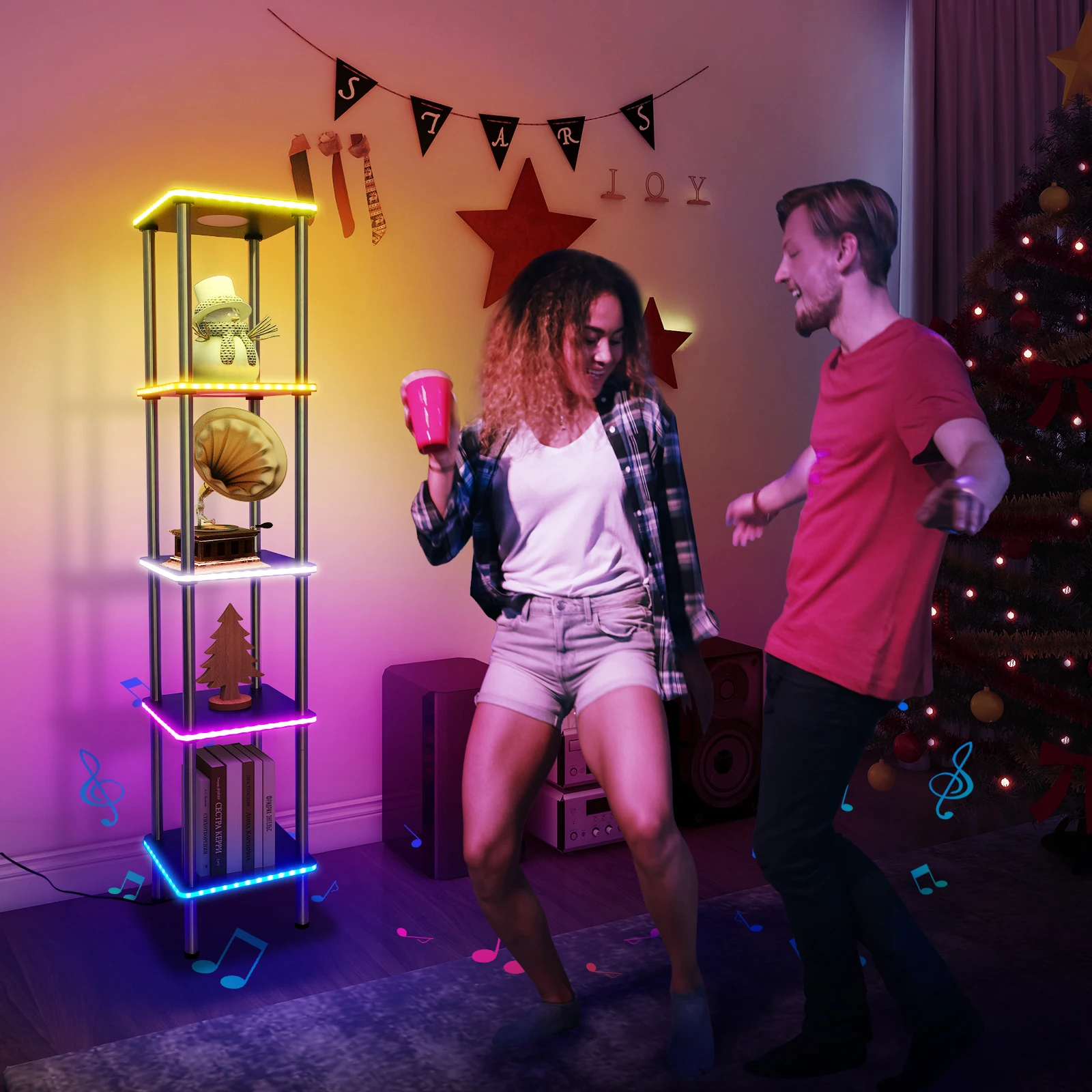 Торшер RGB с регулируемой высотой полок