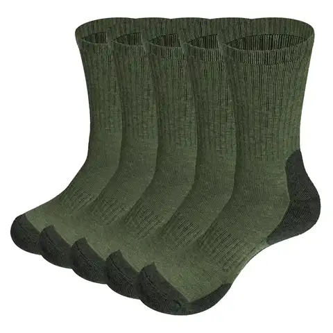 YUEDGE мужские зимние теплые носки тактические до середины икры для работы спортивные походные трекинговые носки (5 пар/упаковка)