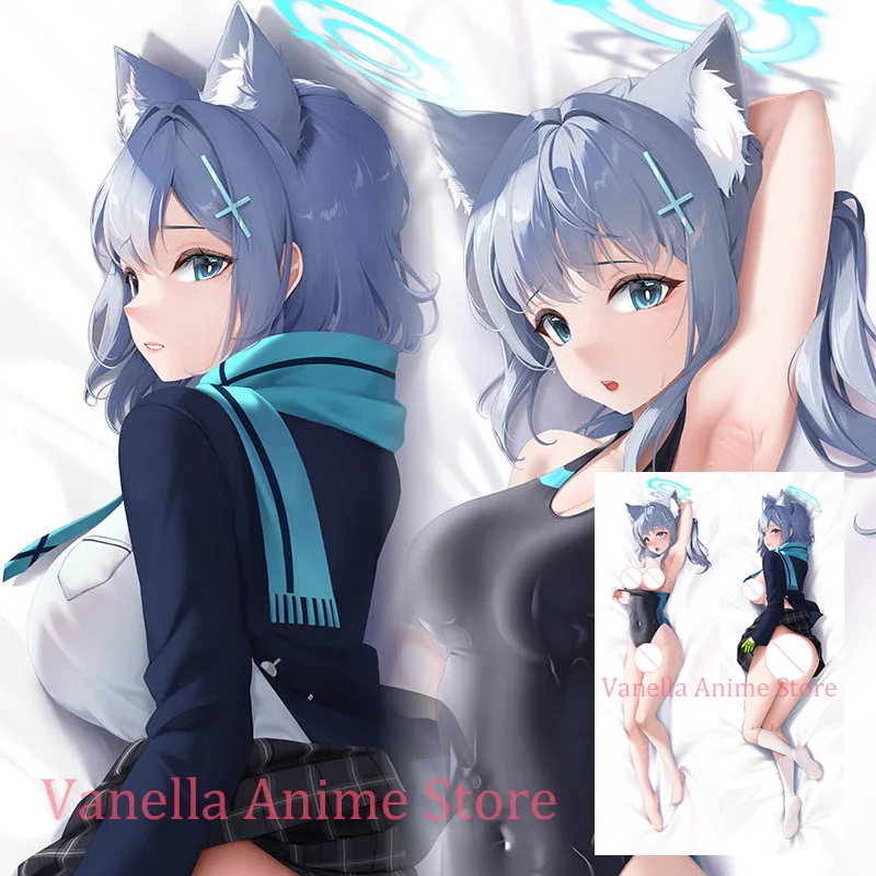 Подушка Dakimakura Shiroko с голубым архивом аниме двусторонняя наволочка принтом в
