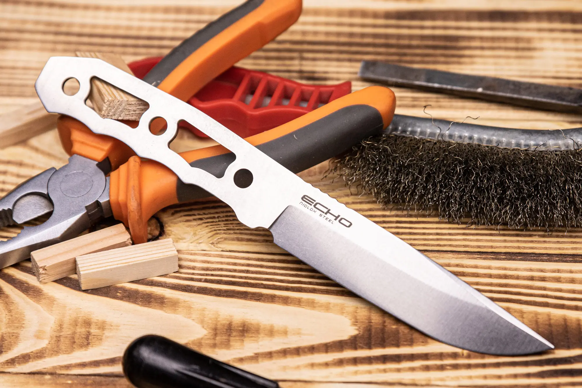 Клинок ножа Echo Niolox StoneWash Kizlyar Supreme Кизляр Суприм