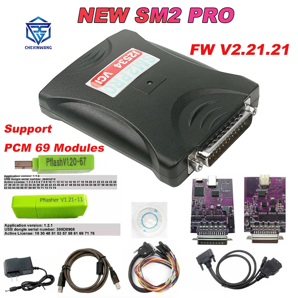 

New SM2 PRO J2534 VCI V2.21.21 PCM ECU Programmer Read&Write V1.21 EEPROM FLASH BENCH Dongle 69 Modules OBD Car Diagnsotic Tool