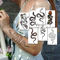 arm sleeve temporary tattoo stickers snake rose flower body art painting waterproof tattoo fake water transfer women men decal