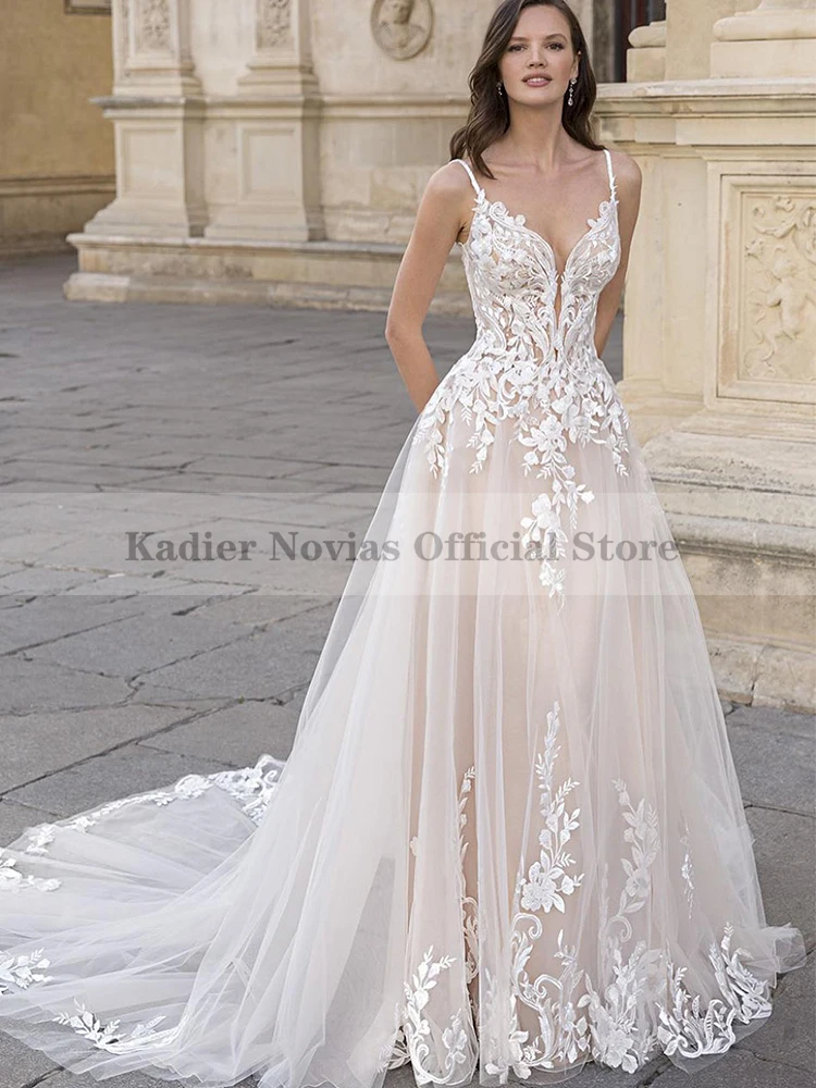 

Женское ТРАПЕЦИЕВИДНОЕ свадебное платье It's yiiya, белое кружевное платье на бретельках с открытой спиной на лето 2022